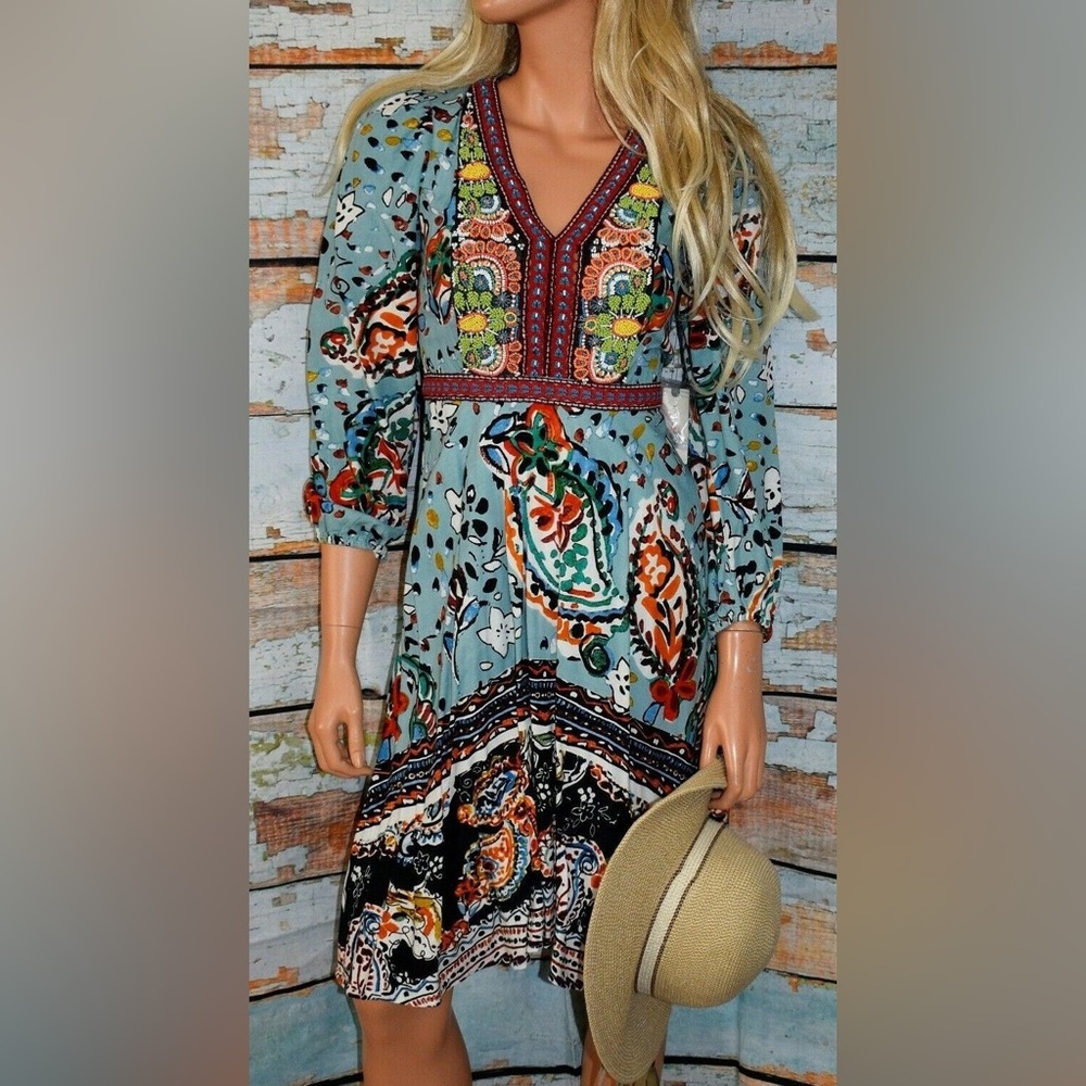 NWT Anthropologie  Akemi + Kim Boho Chic Beaded Rayon Dress